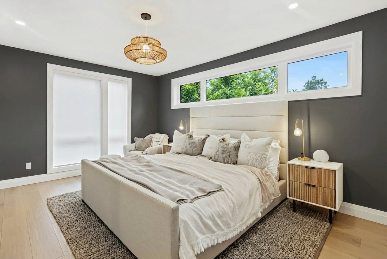 Room with walls painted in Black Suede S-H-790 by Behr