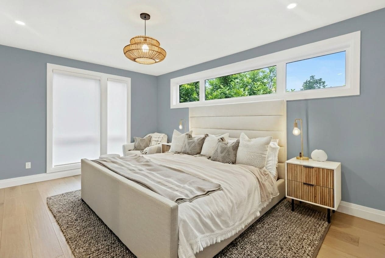 Room with walls painted in Teton Blue N490-4 by Behr