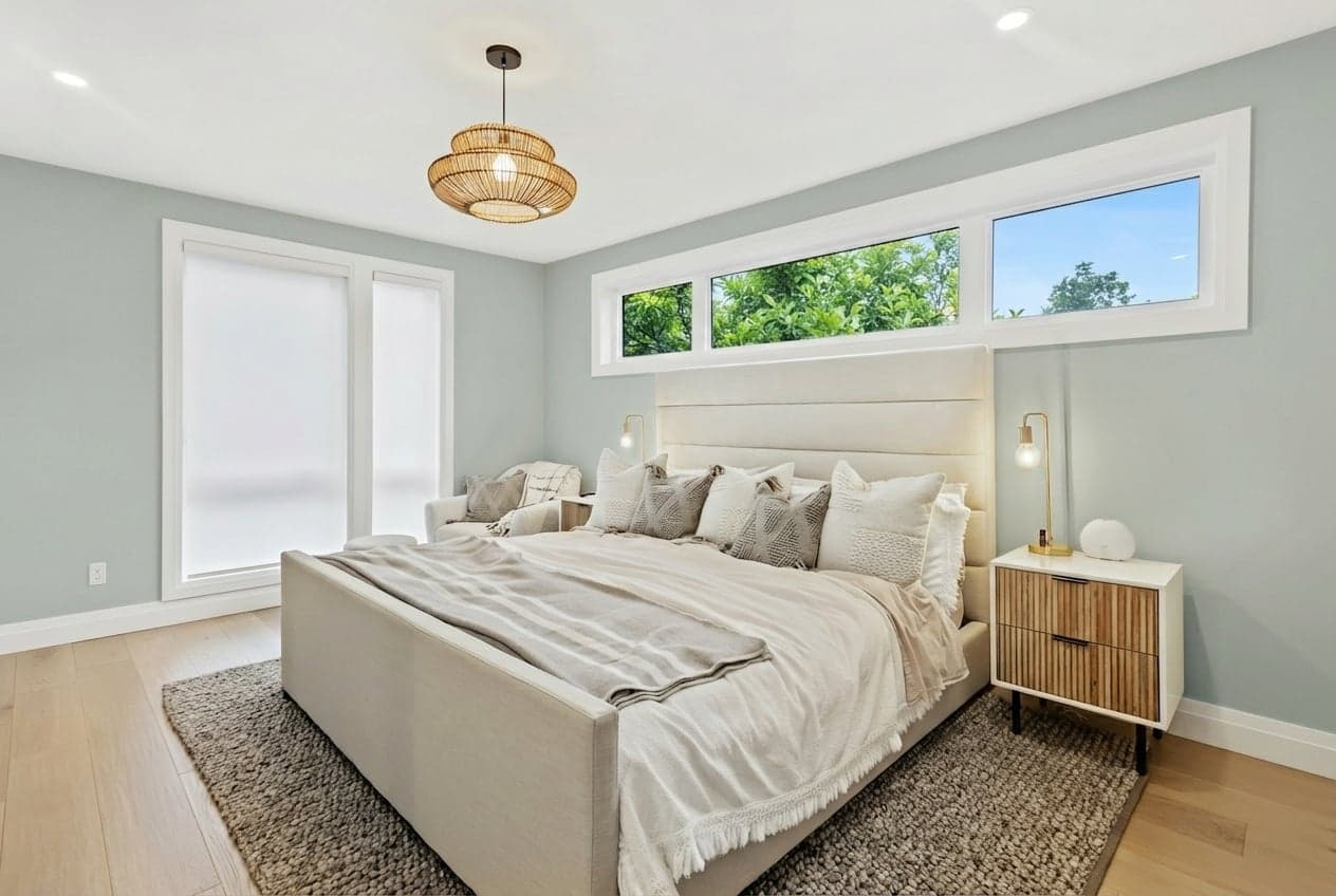 Room with walls painted in Beach Glass 1564 by Benjamin Moore