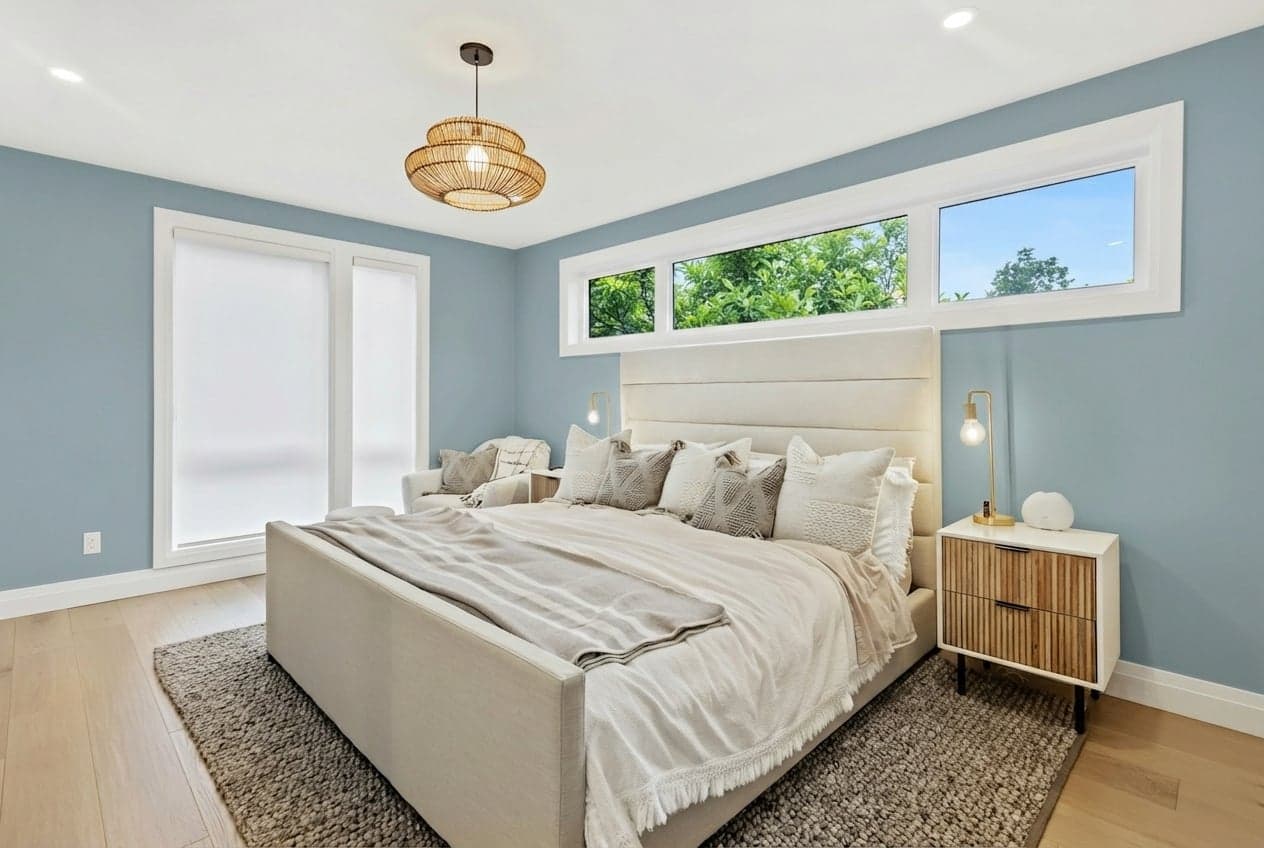 Room with walls painted in Dusty Cornflower CSP-605 by Benjamin Moore