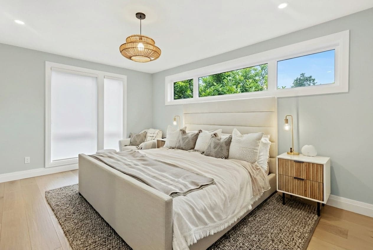 Room with walls painted in Quiet Moments 1563 by Benjamin Moore