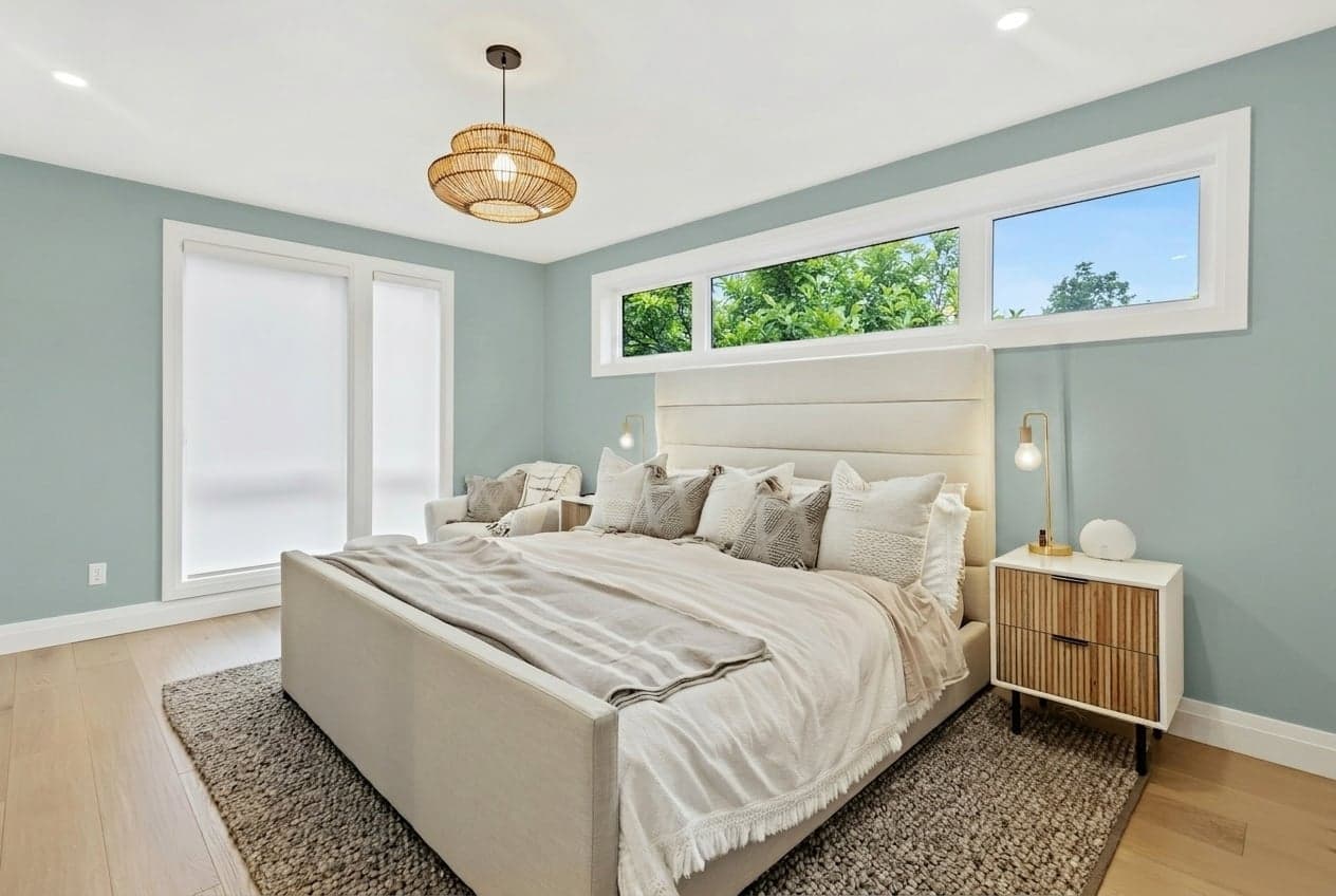 Room with walls painted in Easy Breezy Blue DET553 by Dunn-Edwards