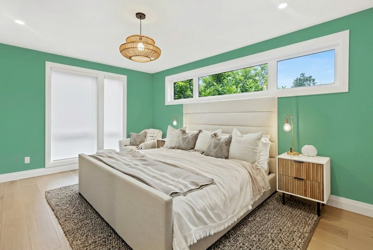 Room with walls painted in Green Tourmaline DET524 by Dunn-Edwards