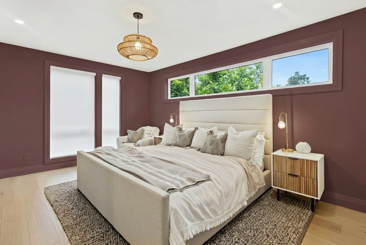 Room with walls painted in Jazz Berry Jam DET401 by Dunn-Edwards
