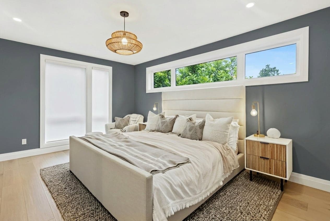 Room with walls painted in Made of Steel DET593 by Dunn-Edwards