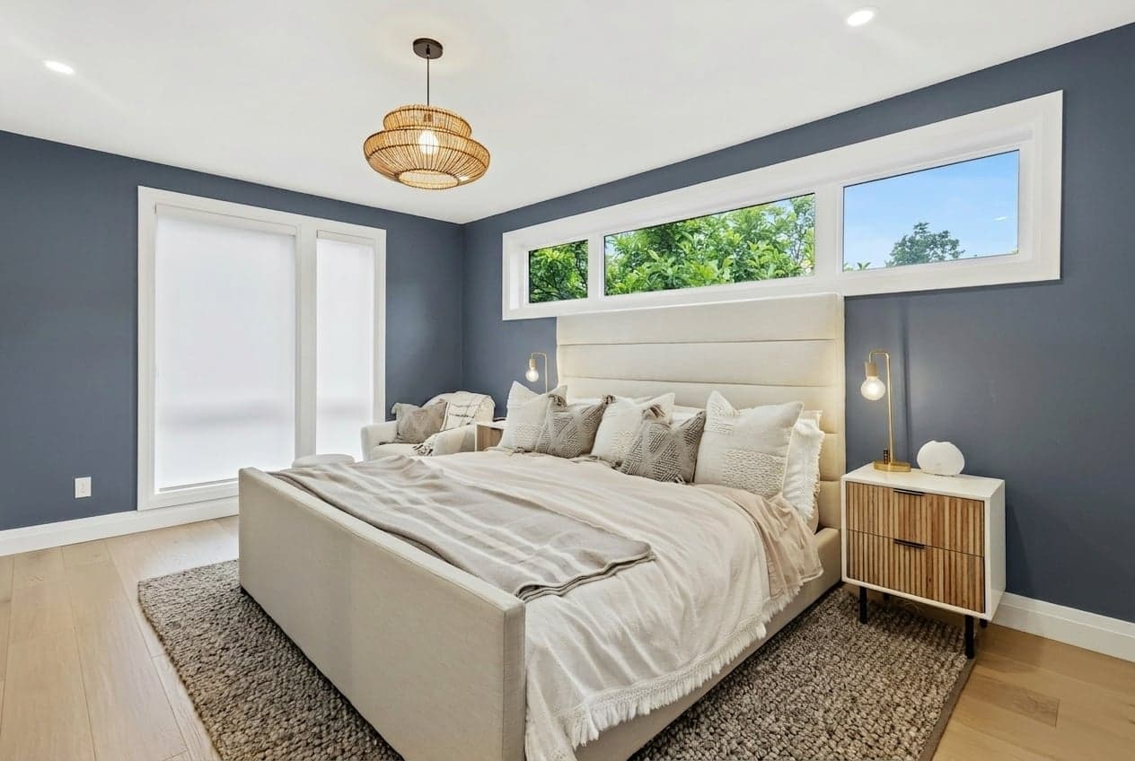 Room with walls painted in Midnight Sun DET580 by Dunn-Edwards