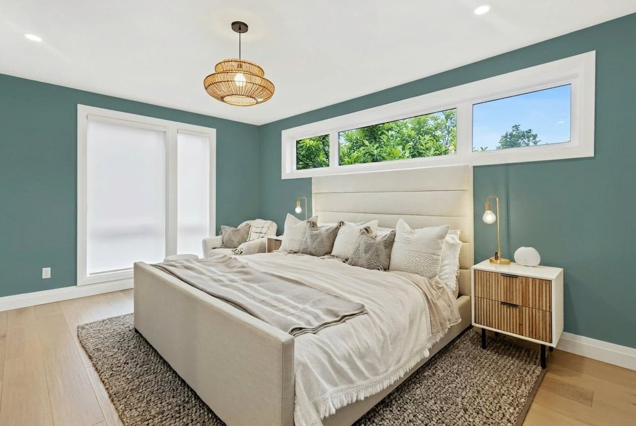 Room with walls painted in The Green Hour DET544 by Dunn-Edwards