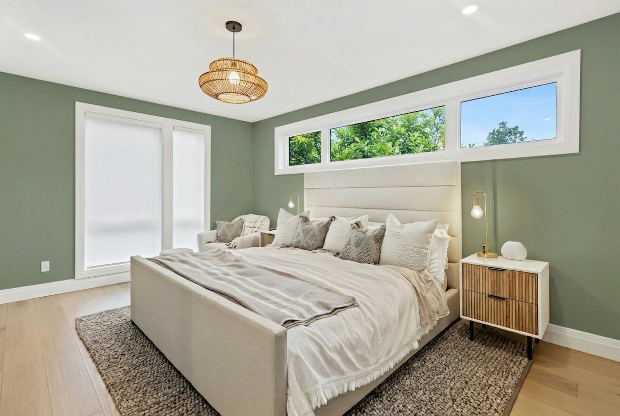 Room with walls painted in Calke Green 34 by Farrow & Ball