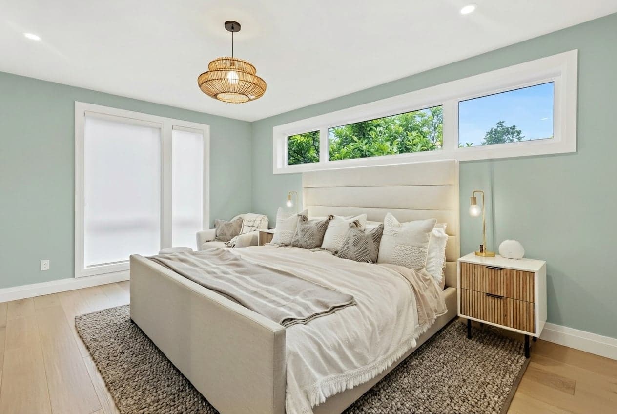 Room with walls painted in Green Blue 84 by Farrow & Ball