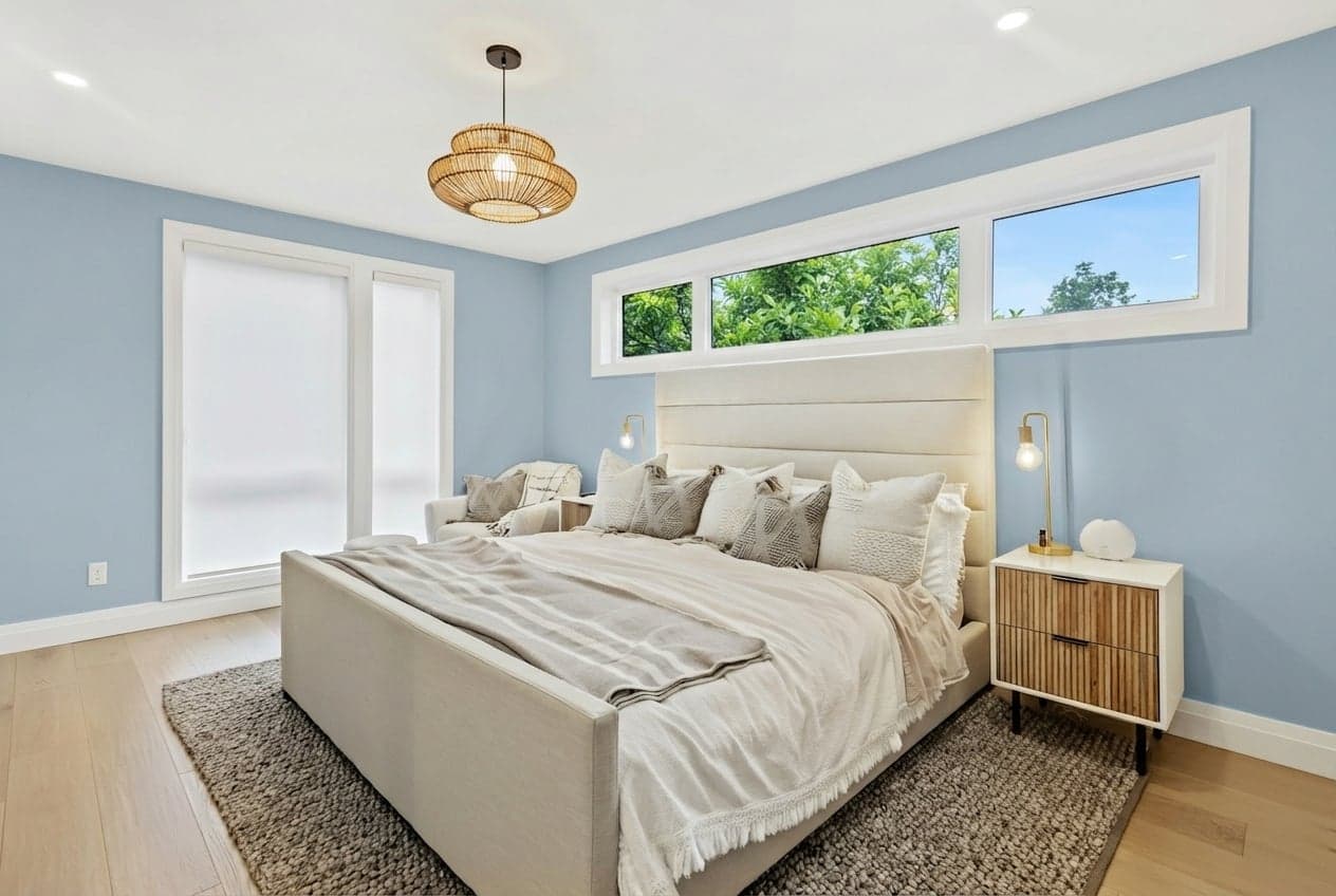 Room with walls painted in Lulworth Blue 89 by Farrow & Ball