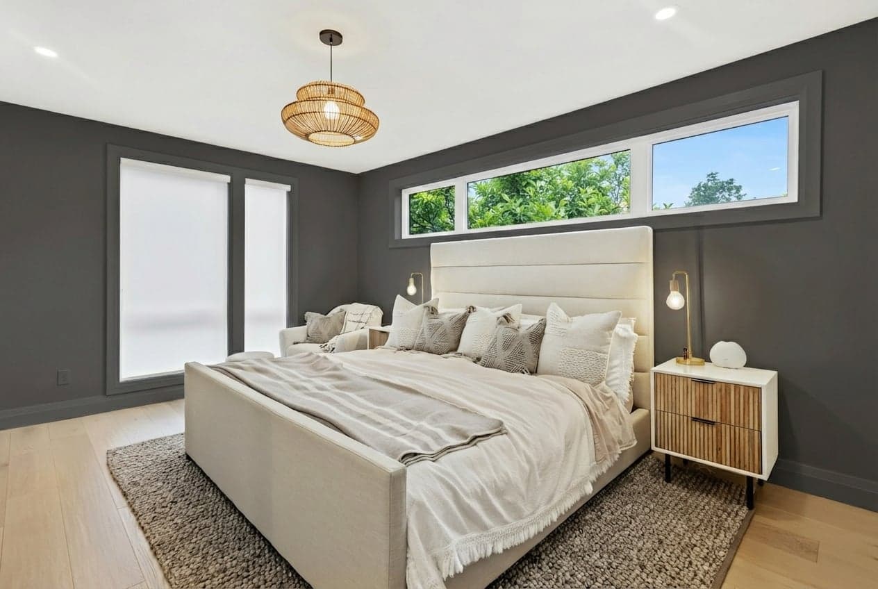 Room with walls painted in Black Magic PPG1001-7 by PPG