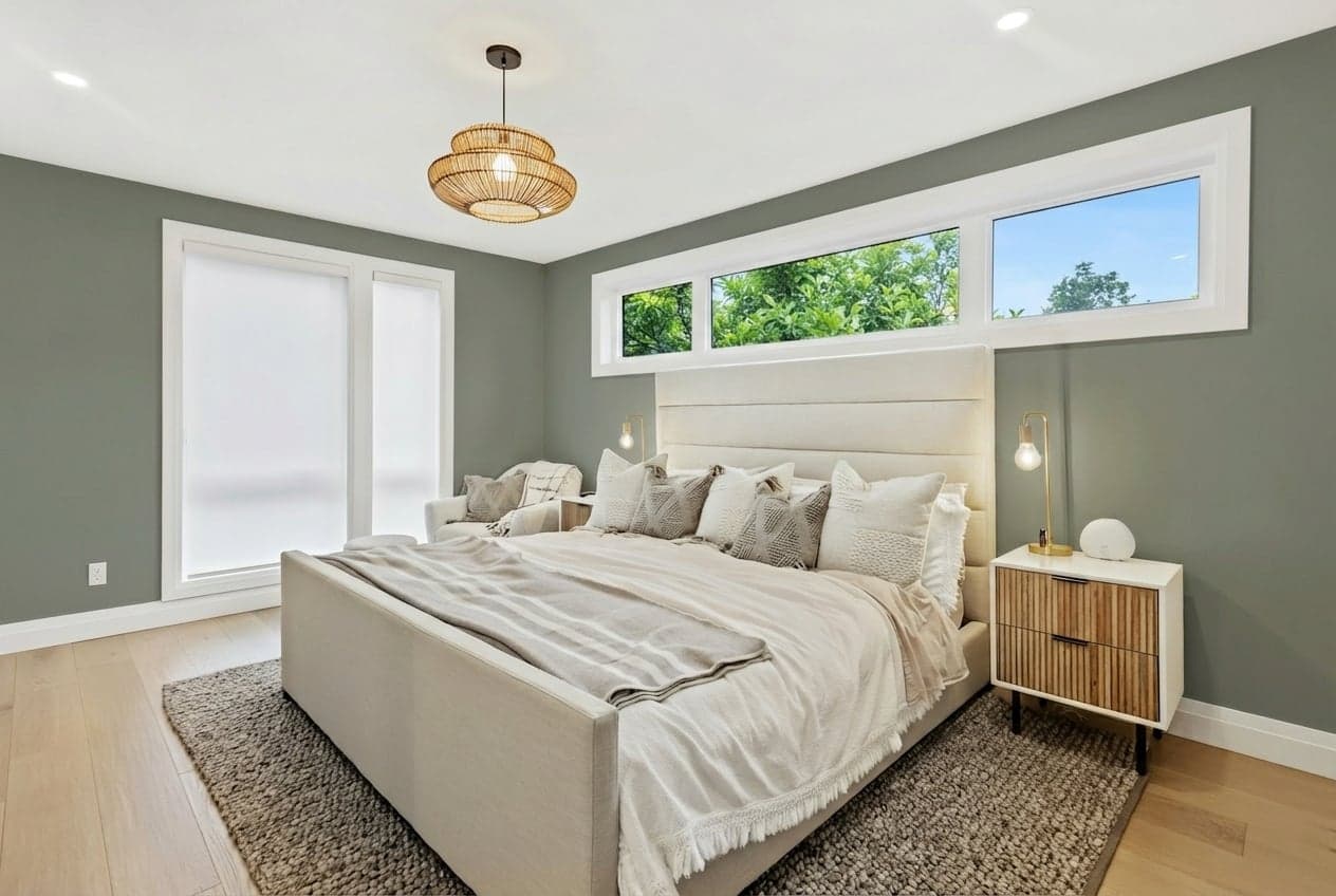 Room with walls painted in Thyme Green PPG1128-6 by PPG