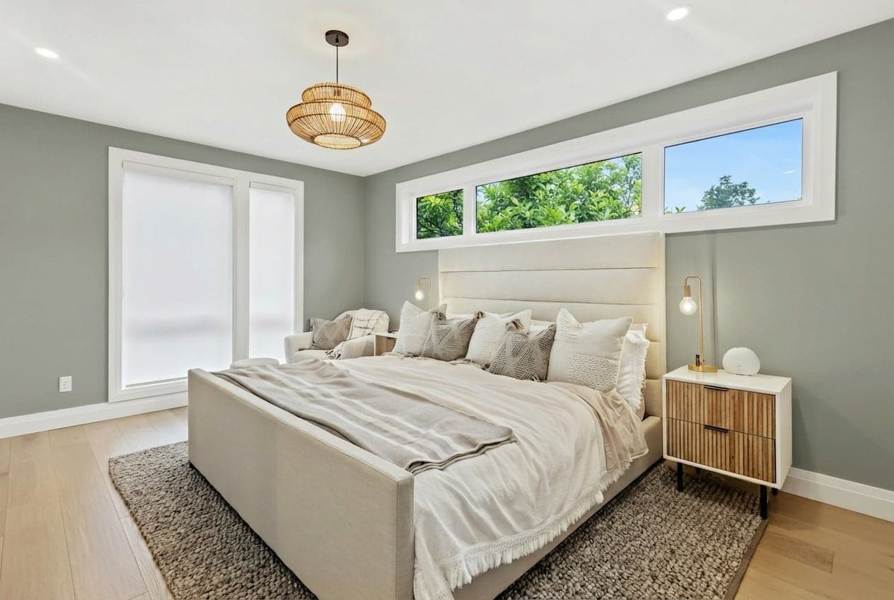 Room with walls painted in Acacia Haze SW-9132 by Sherwin-Williams