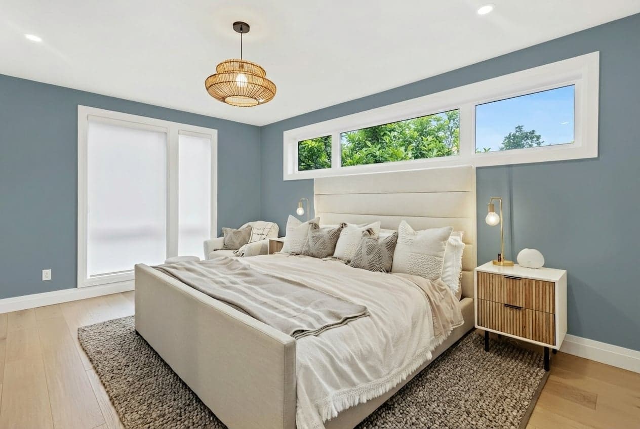 Room with walls painted in Blustery Sky SW-9140 by Sherwin-Williams