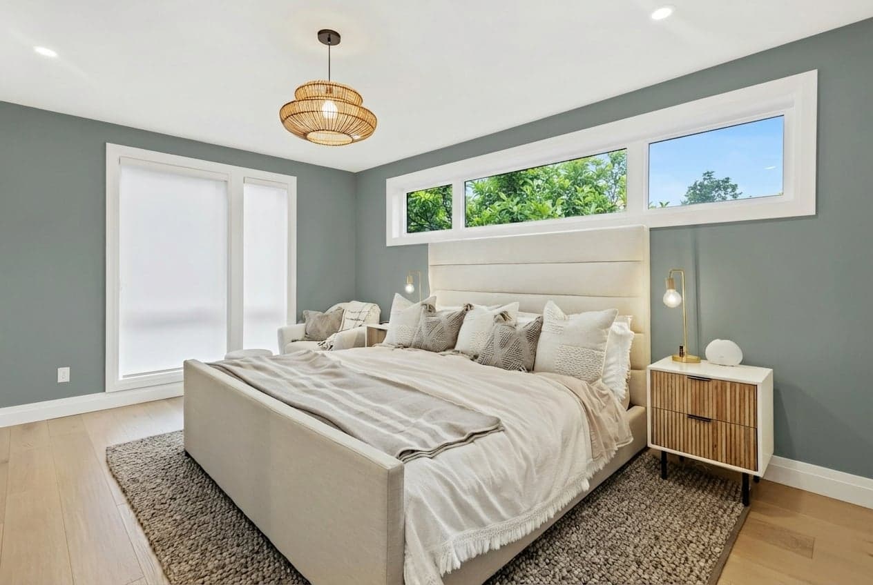 Room with walls painted in Portsmouth SW-9644 by Sherwin-Williams