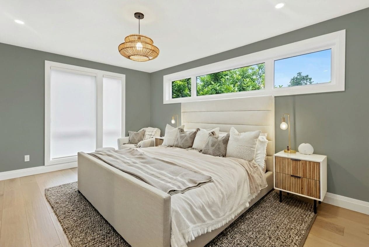 Room with walls painted in Retreat SW-6207 by Sherwin-Williams