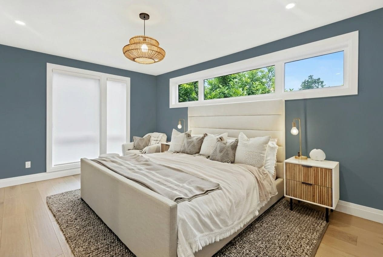 Room with walls painted in Waterloo SW-9141 by Sherwin-Williams