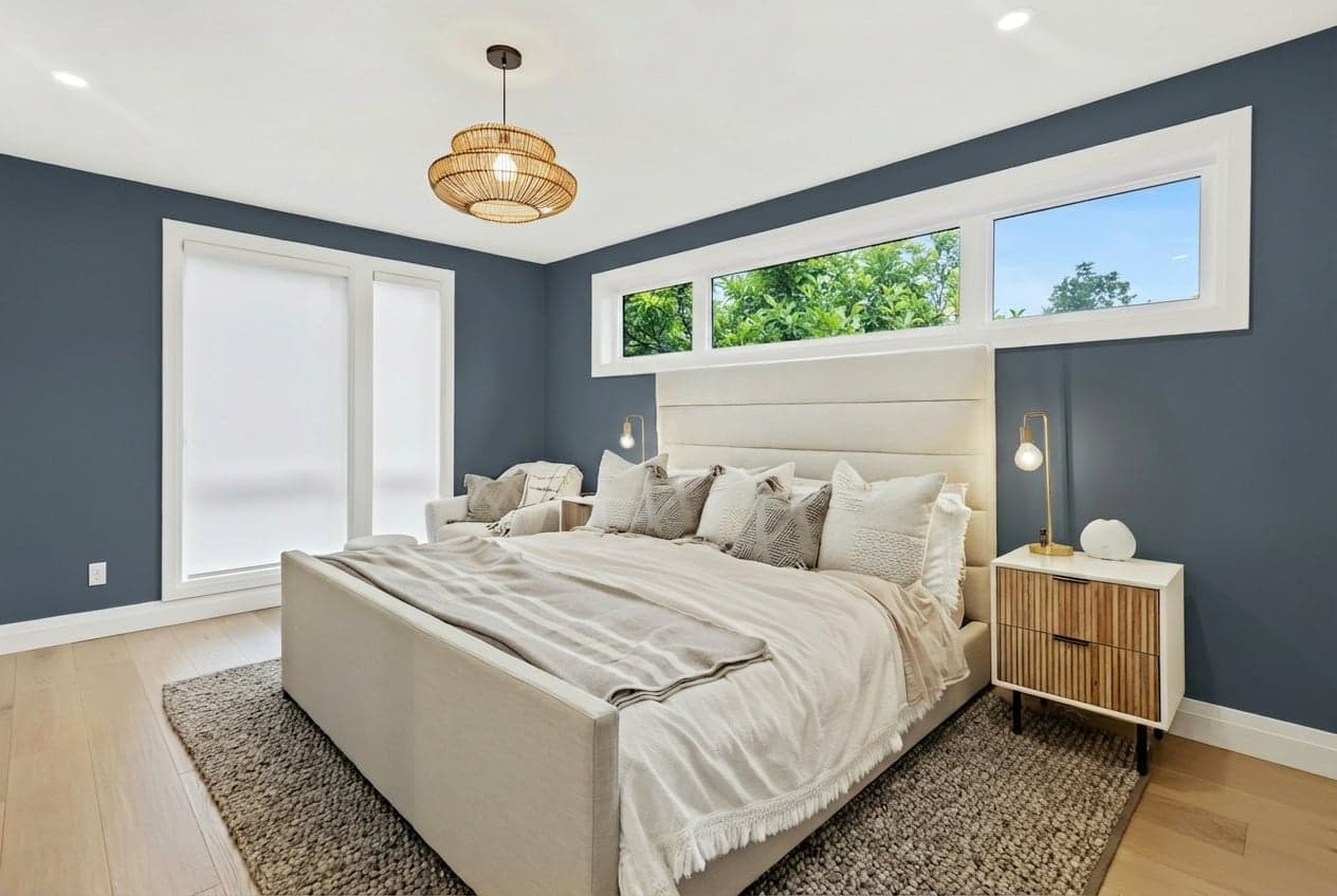Room with walls painted in Motor City Blue 4005-4C by Valspar