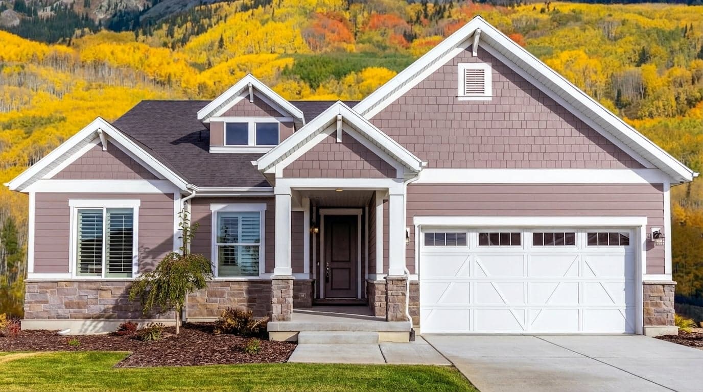 House with siding painted in Barberry 1244 by Benjamin Moore