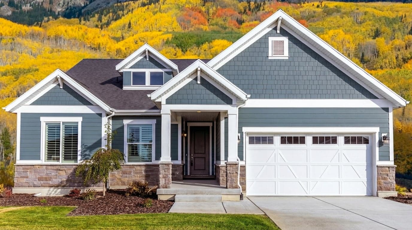 House with siding painted in Philipsburg Blue HC-159 by Benjamin Moore