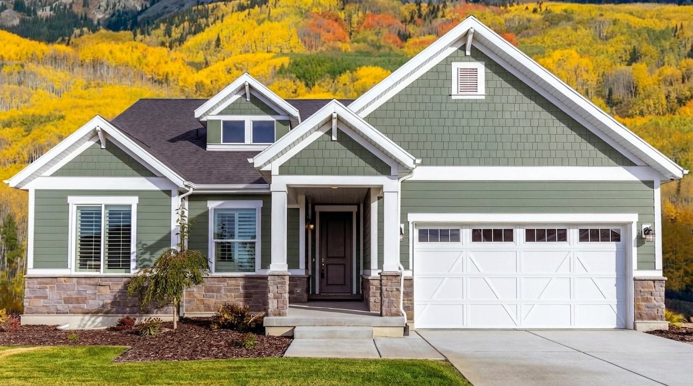 House with siding painted in Rosepine 461 by Benjamin Moore