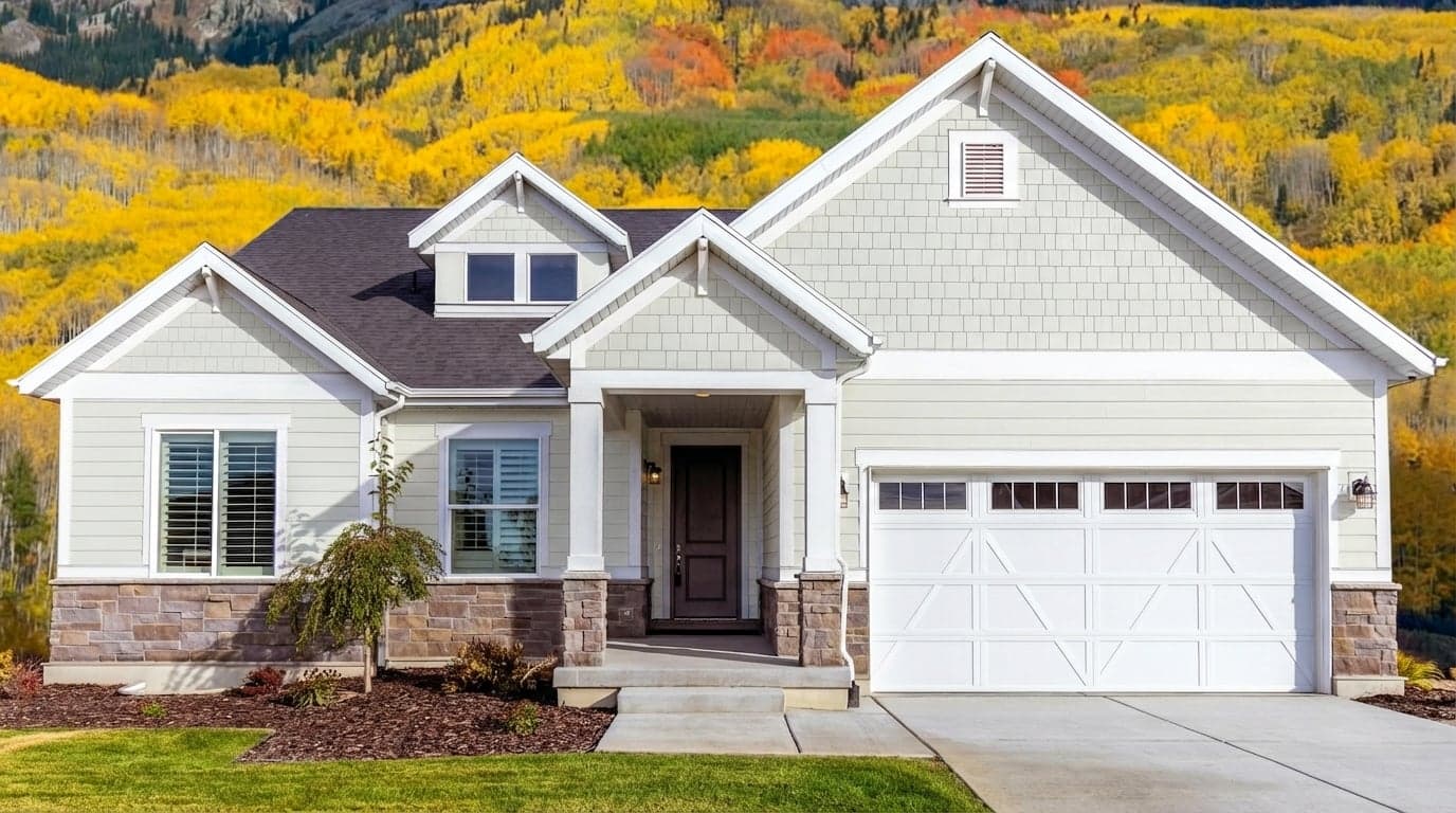 House with siding painted in White Heron OC-57 by Benjamin Moore