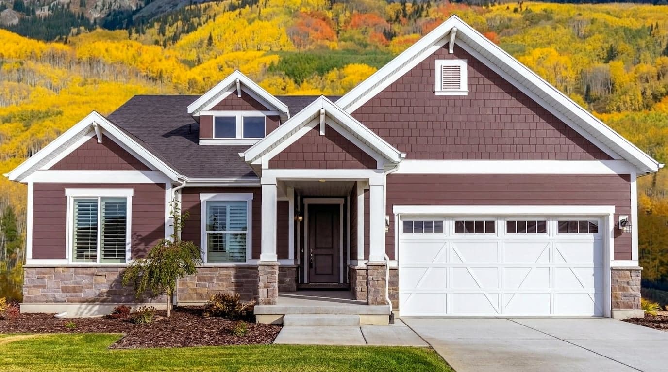 House with siding painted in Jazz Berry Jam DET401 by Dunn-Edwards
