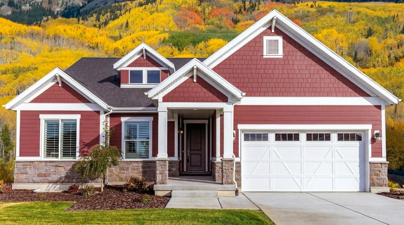House with siding painted in Vintage Red DET427 by Dunn-Edwards