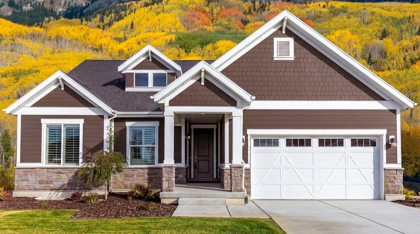 House with siding painted in Deep Reddish Brown W101 by Farrow & Ball
