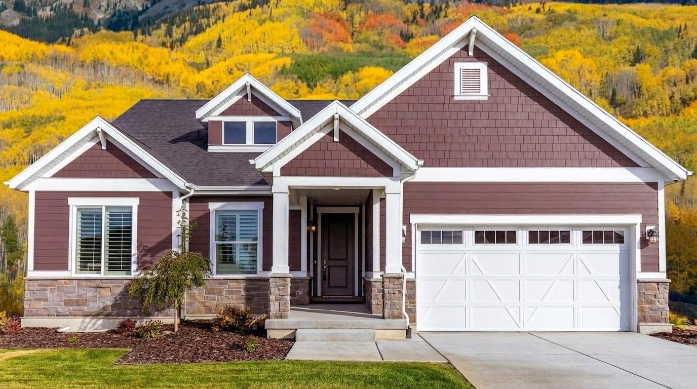 House with siding painted in Preference Red 297 by Farrow & Ball