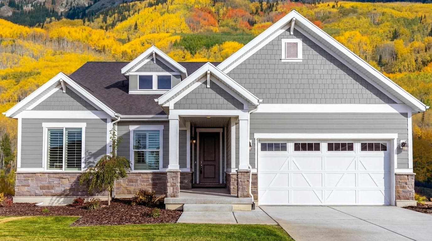 House with siding painted in Flagstone PPG1001-4 by PPG