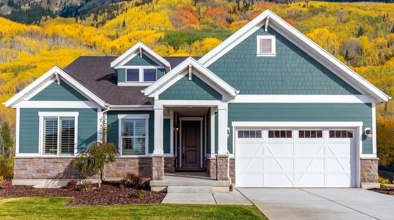 House with siding painted in Vining Ivy PPG1148-6 by PPG