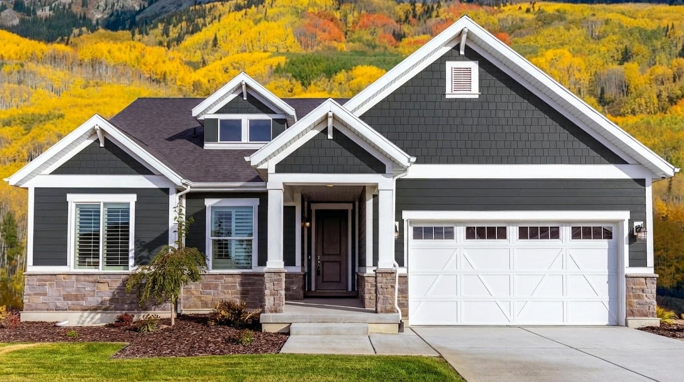 House with siding painted in Tricorn Black SW-6258 by Sherwin-Williams
