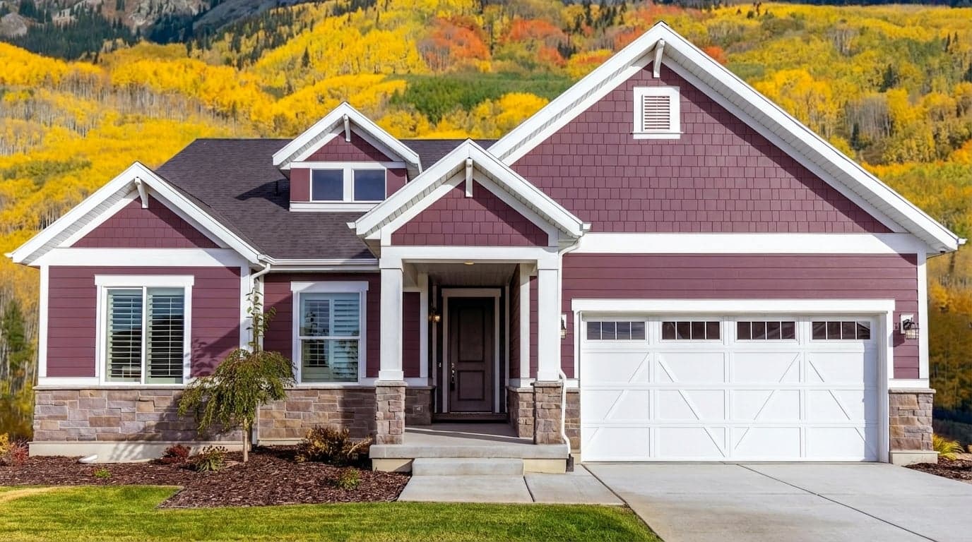 House with siding painted in Ruby Nights V040-6 by Valspar