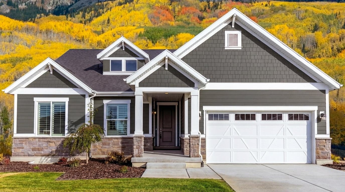 House with siding painted in Semi-Sweet 4003-2C by Valspar