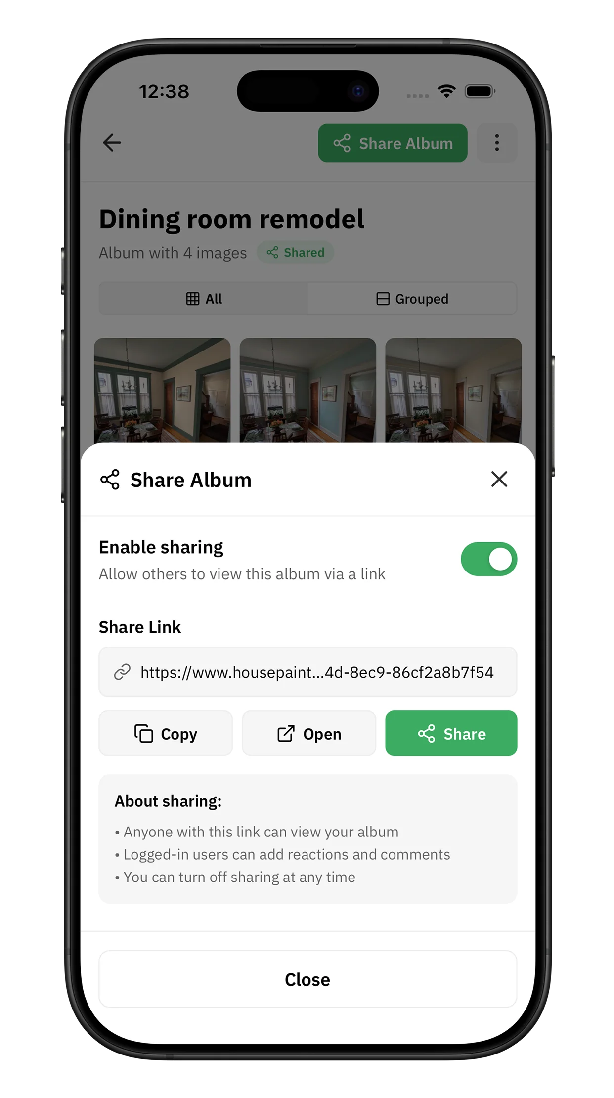 Housepaint AI - Share albums with anyone