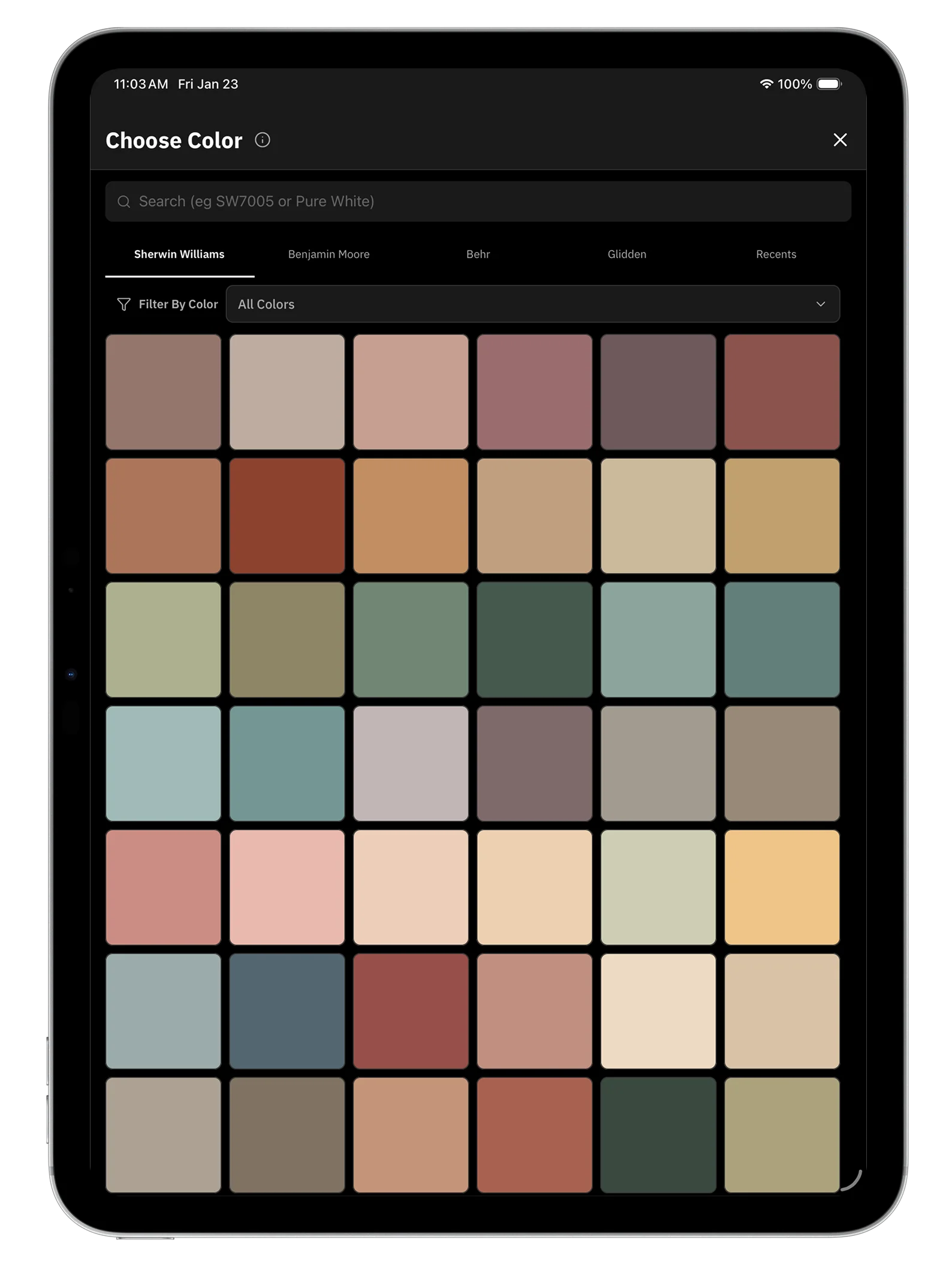 Housepaint AI on iPad - Choose from thousands of colors