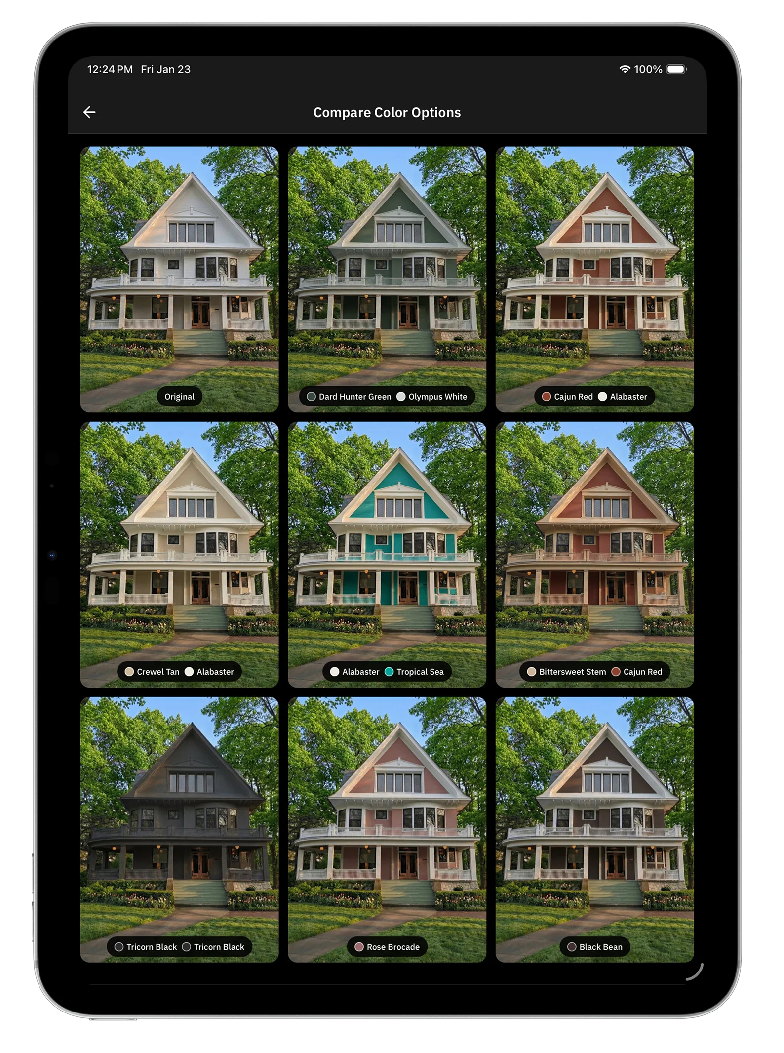 Housepaint AI on iPad - Compare color options