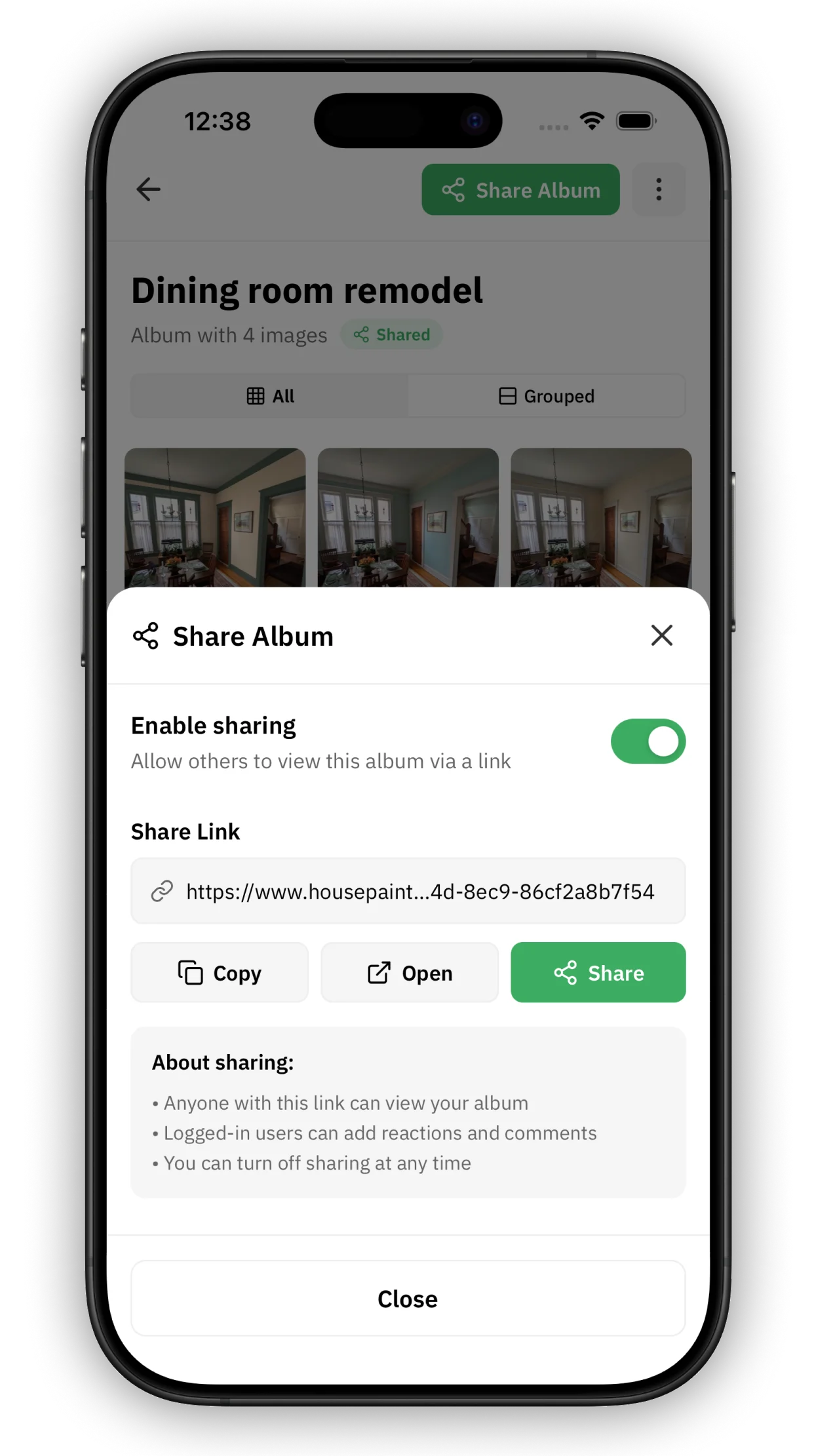 Housepaint AI - Share albums with anyone
