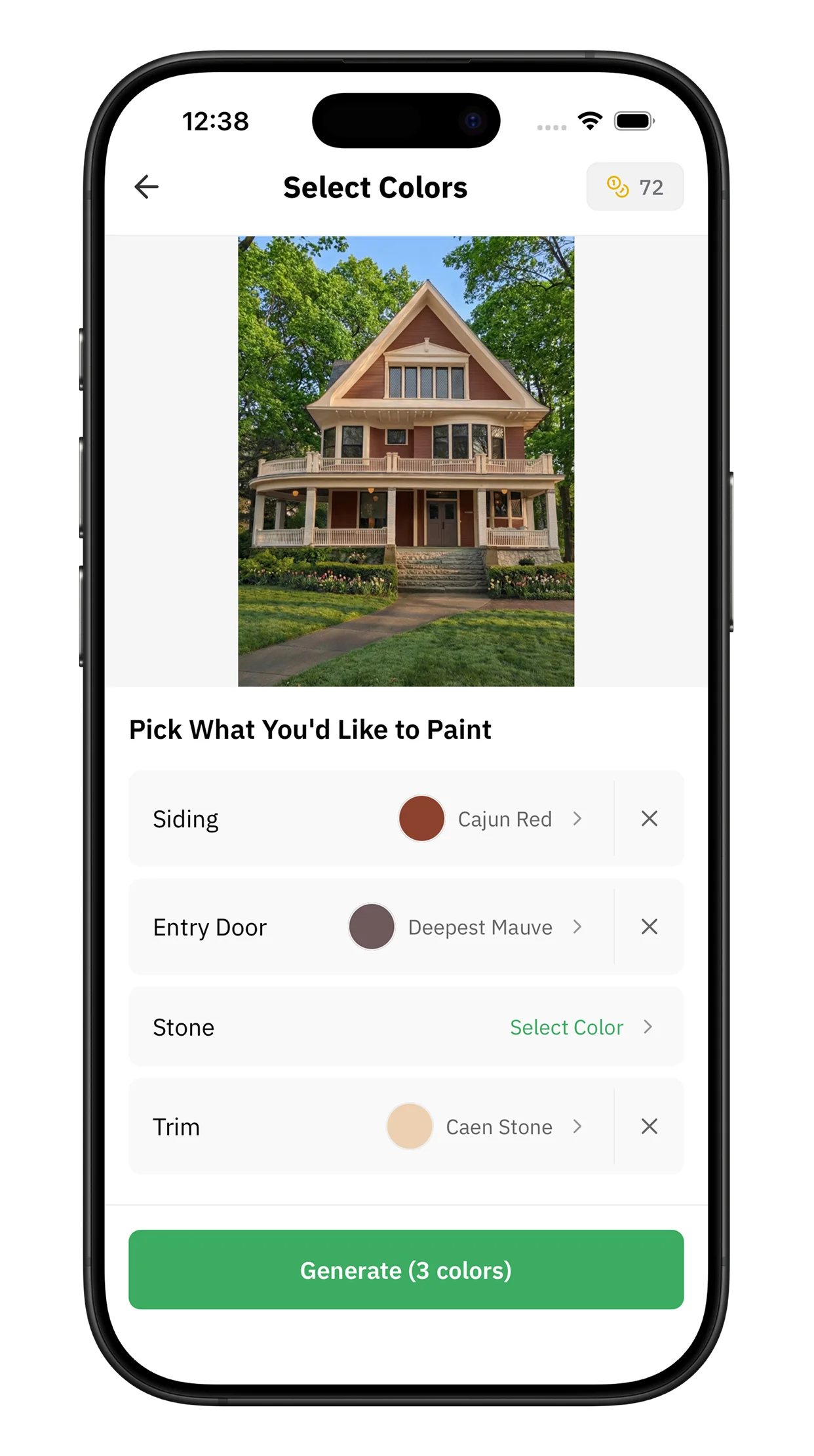 Housepaint AI - Select colors to apply